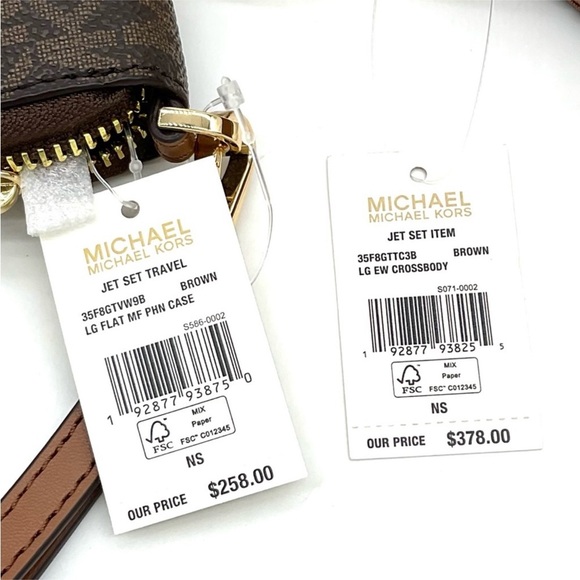 Michael Kors Large EW Crossbody Bag & JST LG Flat MF Phone Case Wallet Brown - Picture 12 of 12